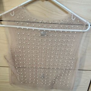 Sheer Pearl and rhinestone top